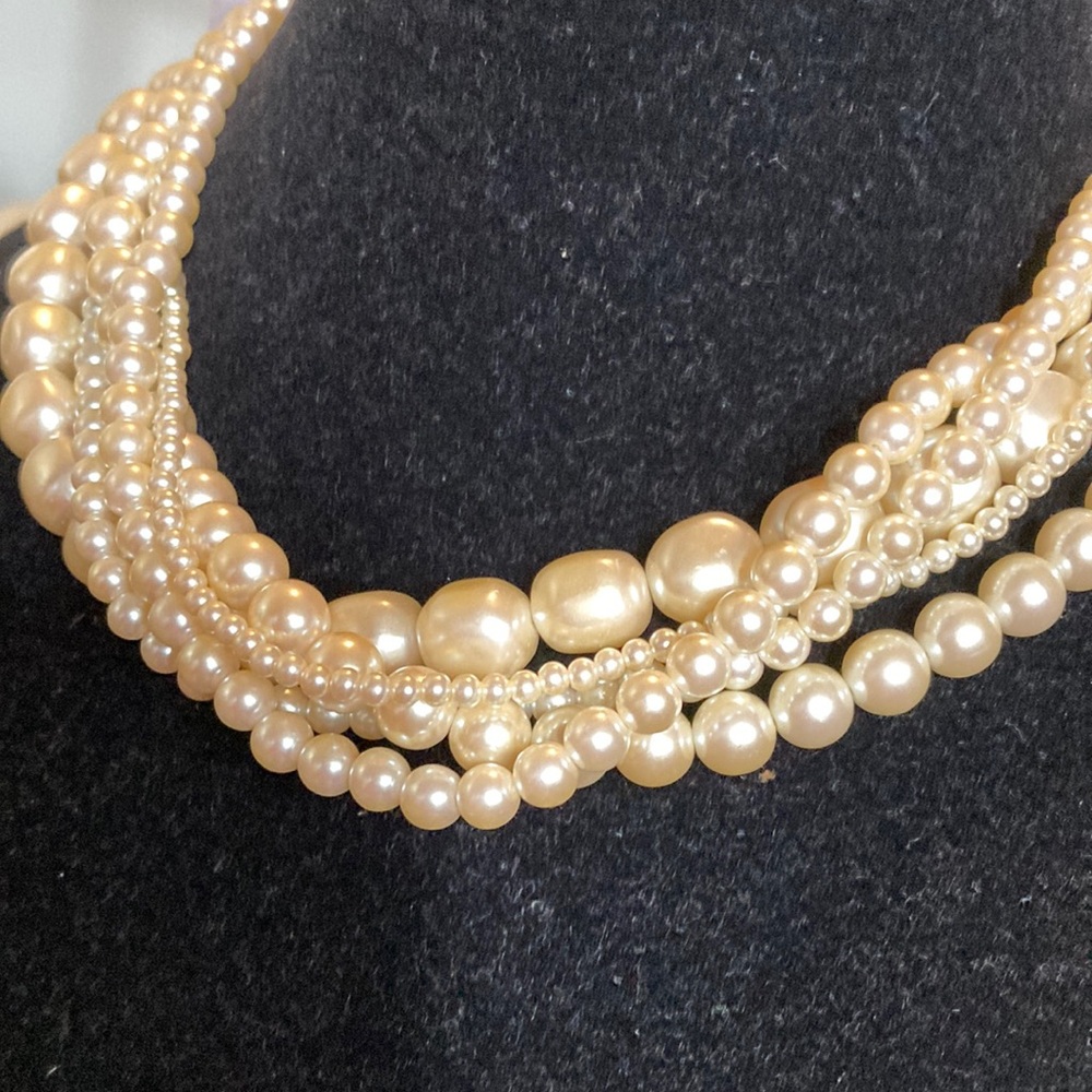 Vintage Carolee Multi-Strand Pearl Necklace in Cream - Elegant Women's Jewelry